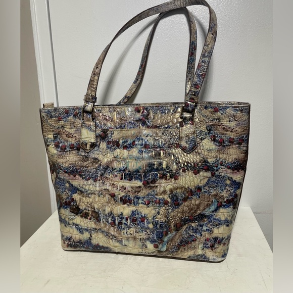 BRAHMIN MEDIUM MISHA TOTE Croc embossed leather in Stratus Melbourne - Picture 10 of 14